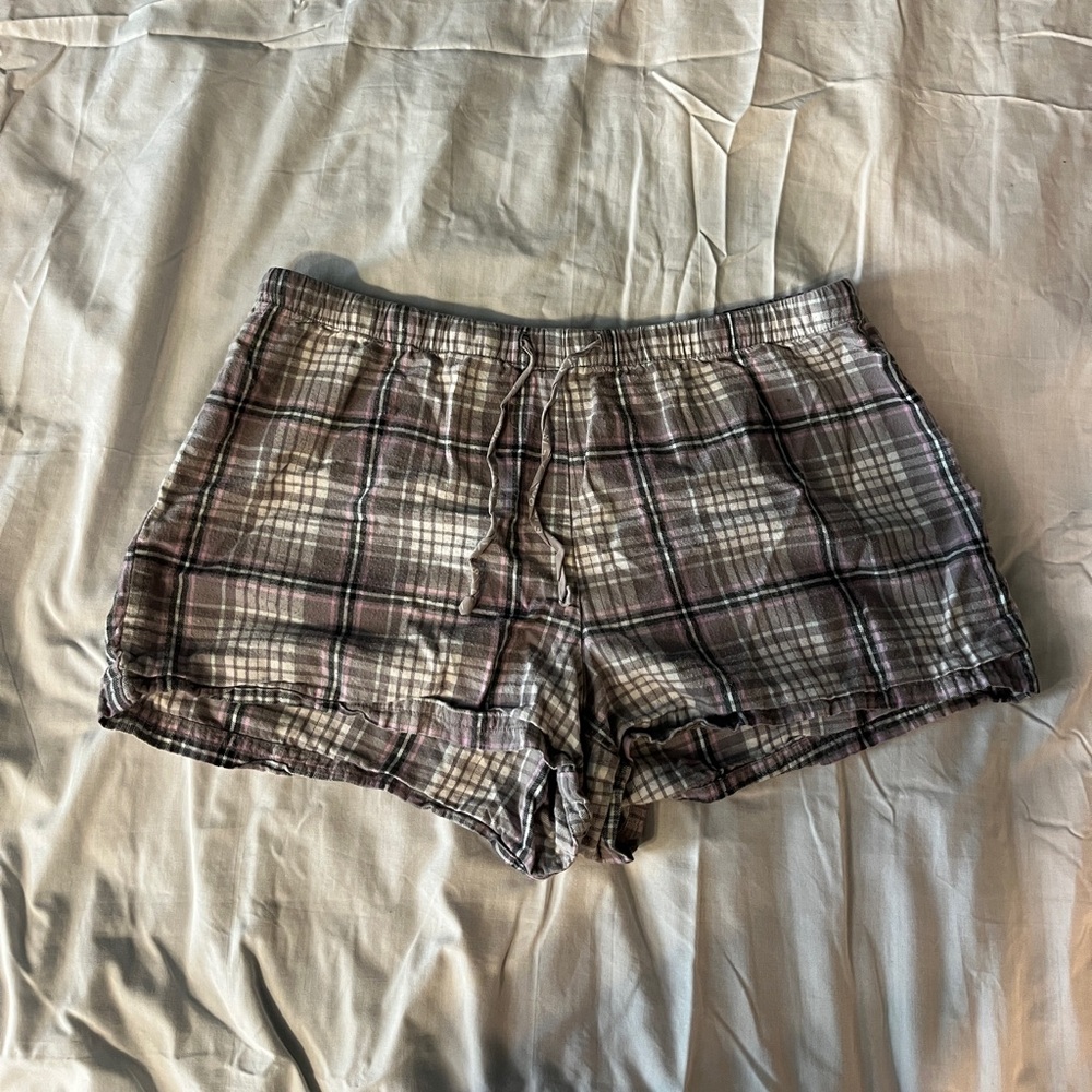 Life is Good Grey Plaid Pajama Shorts, Size S